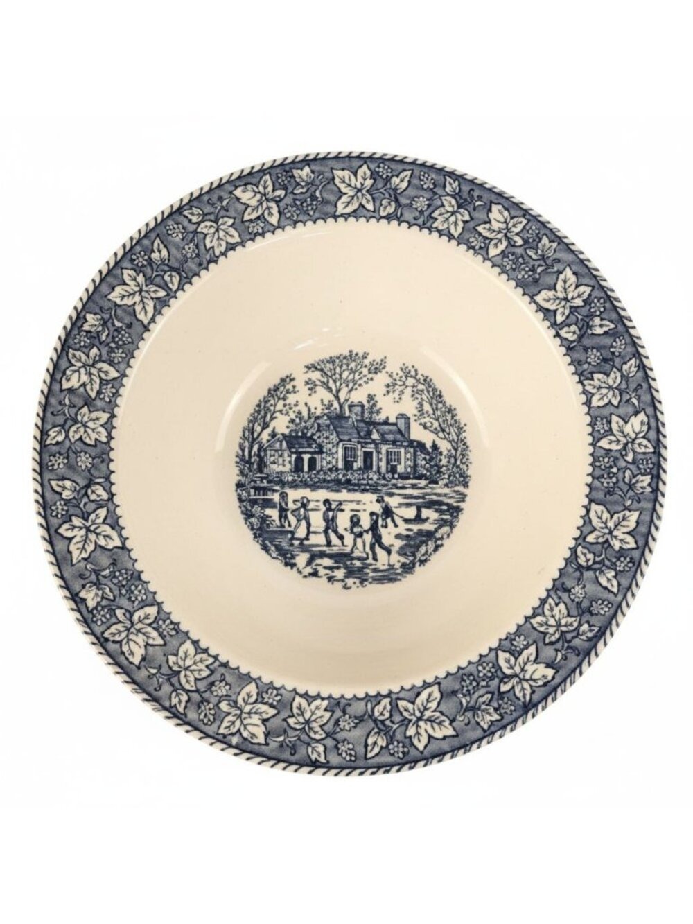 Vintage Homer Laughlin Shakespeare Country Vegetable Bowl Blue White Transferwar